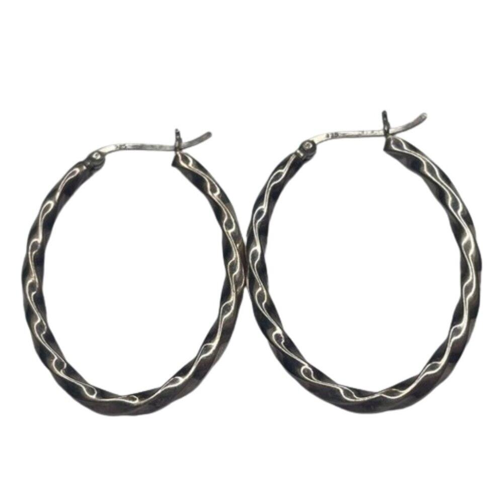 925 Sterling Silver twist hoop earrings